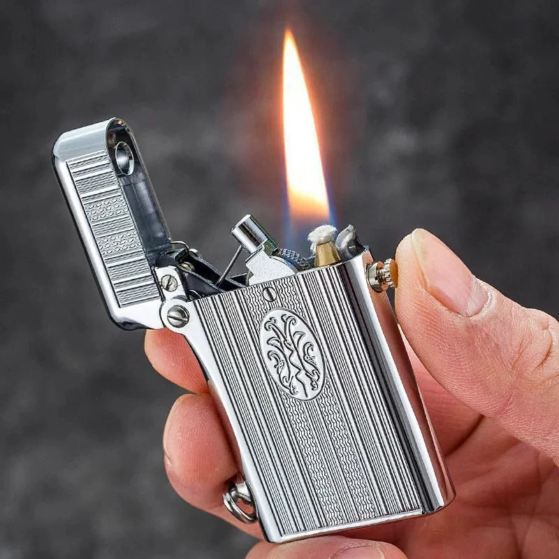 

New high-quality double hook kerosene lighter ejection nostalgic vintage retro collection antique waterproof men's gift box