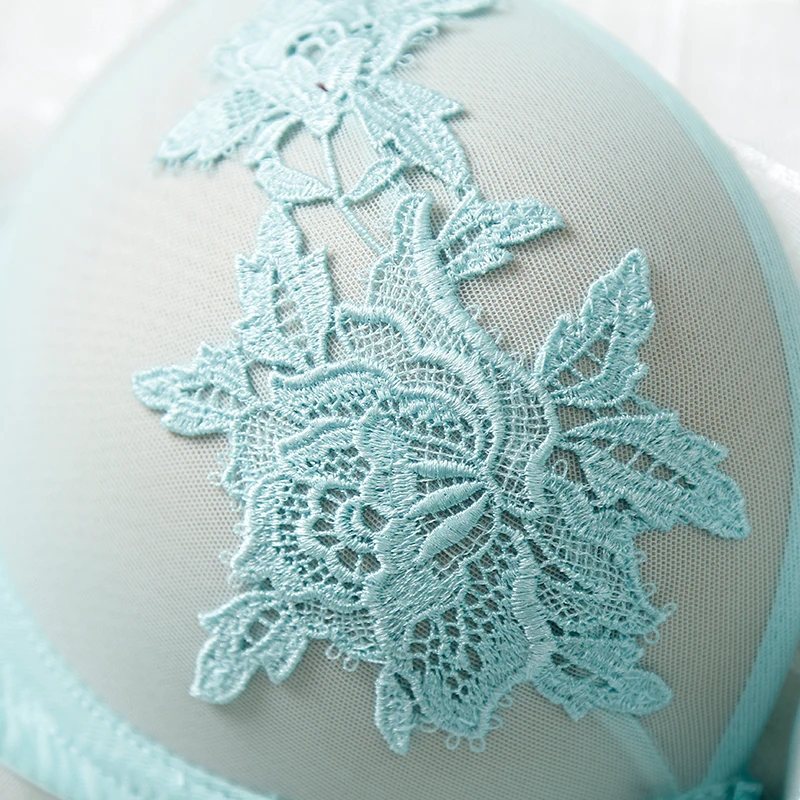 Комплект женского нижнего белья с цветочной вышивкой бесшовные трусики|bra set|women