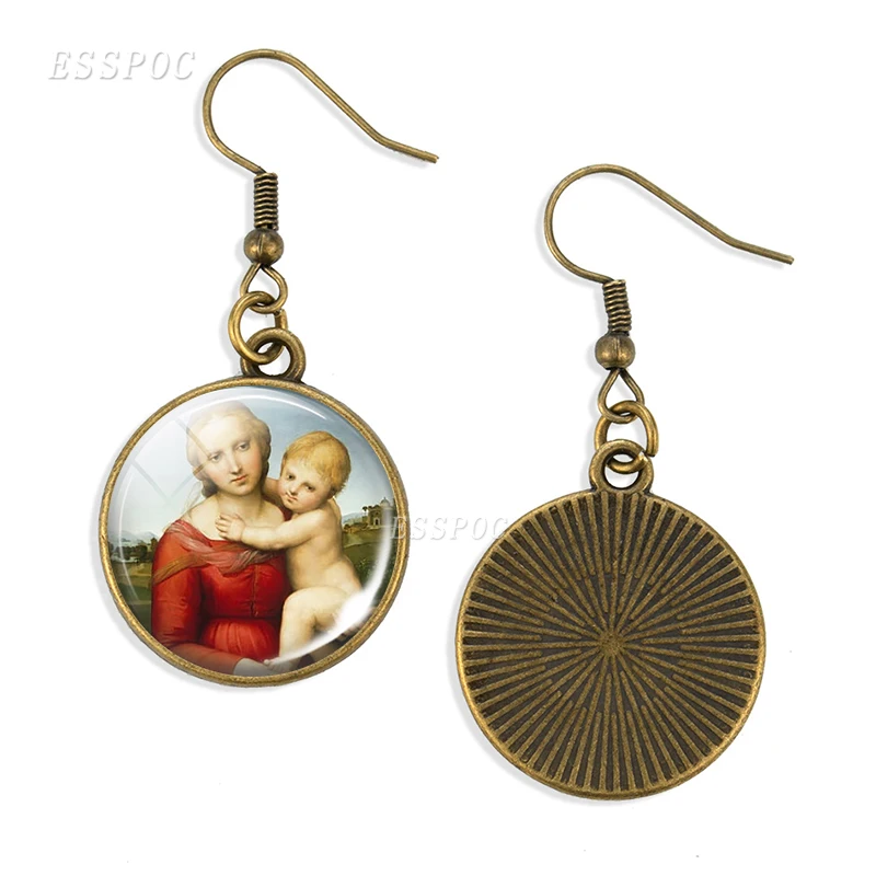 Висячие серьги в виде Святой Девы Марии ST JUDE стеклянный кабошон подвеска из