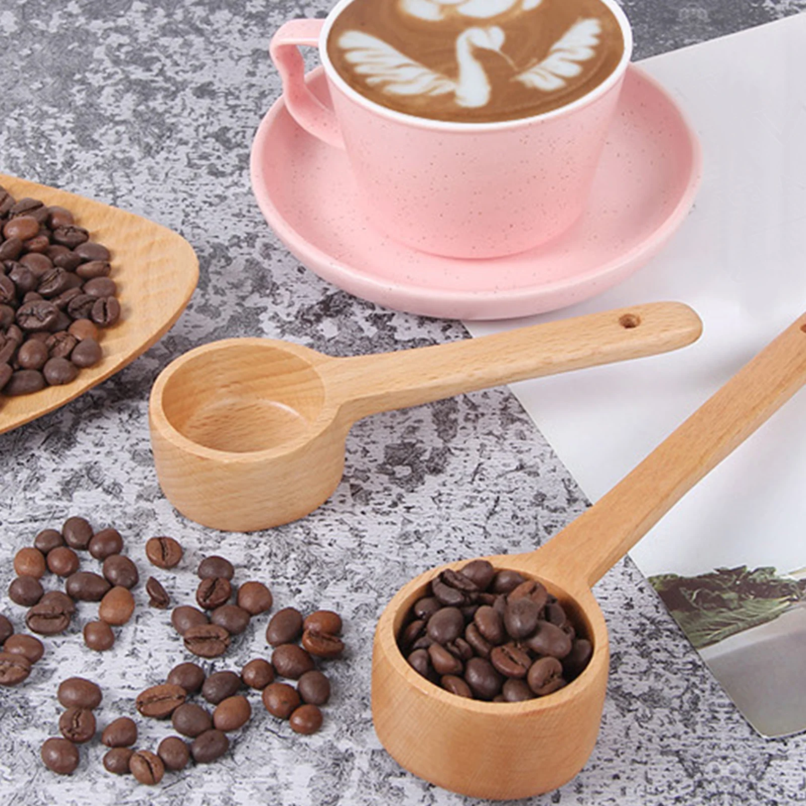 

Long Handle Wooden Coffee Scoop Measuring Spoons Set Teaspoon Sugar Scoop Cake Baking Kitchen Cooking Coffee Tools Kitchen Tools