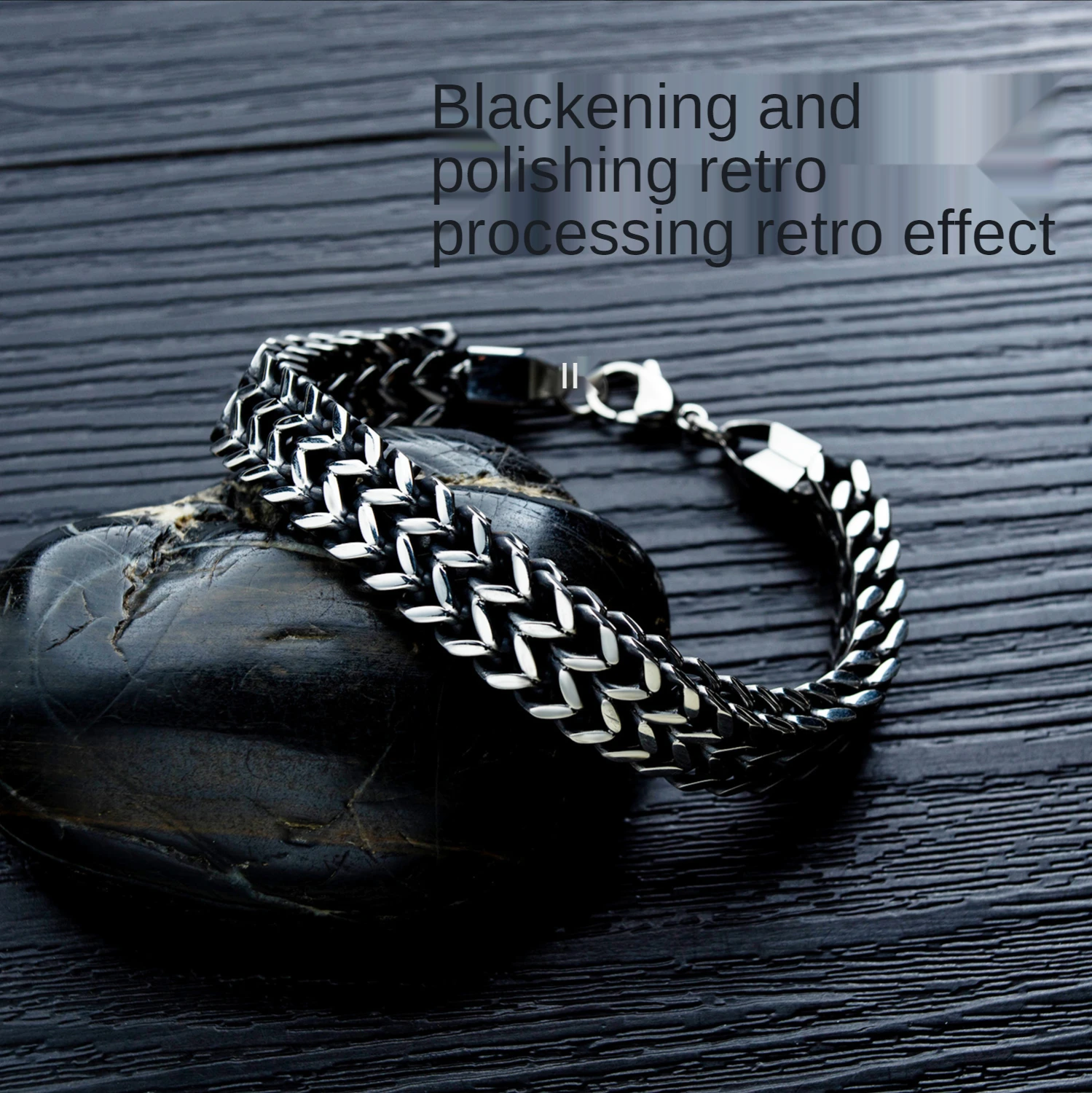 

Titanium steel Men's bracelet Double-layer retro Fish scale bracelet Fashion all-match Wearable Fashionable Toggle-clasps Metal