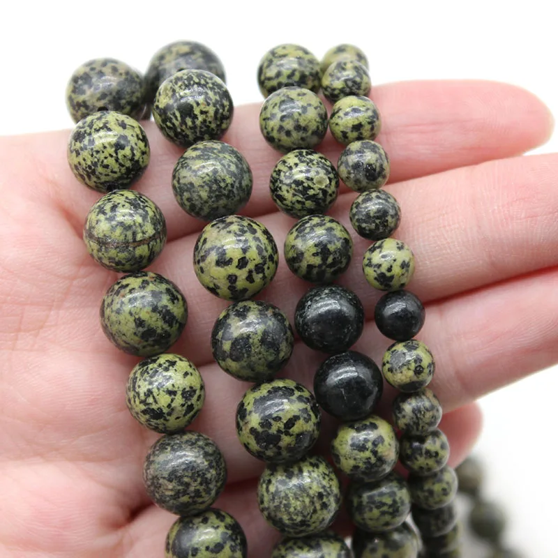 Natural Russian Serpentine Spot Stone 6-10mm Smooth Round Loose Beads  for Jewelry Making DIY Bracelet Necklace Accessories 15" images - 6