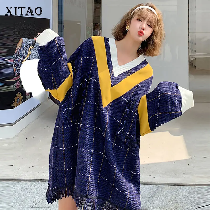 

XITAO хит, цветное платье в стиле пэчворк с кисточками, индивидуальная Женская одежда, 2021 Весенние Новые Модные свободные платья больших разме...