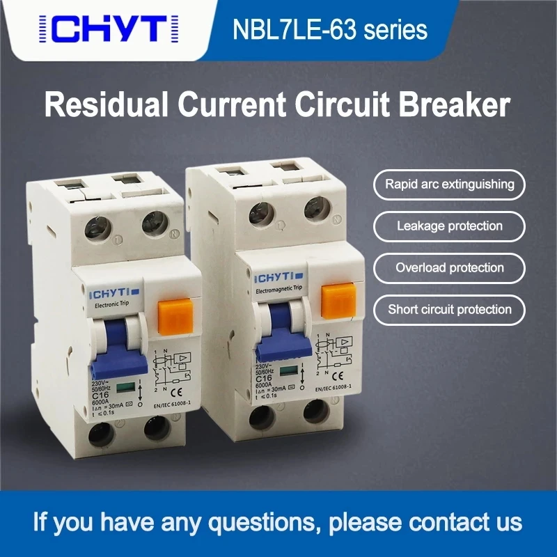 

ICHYTI 2P 16A 63A 30mA 6KA RCCB RCD 230V Electromechanic Residual Current Circuit Breaker Differential Breaker Safety Switch