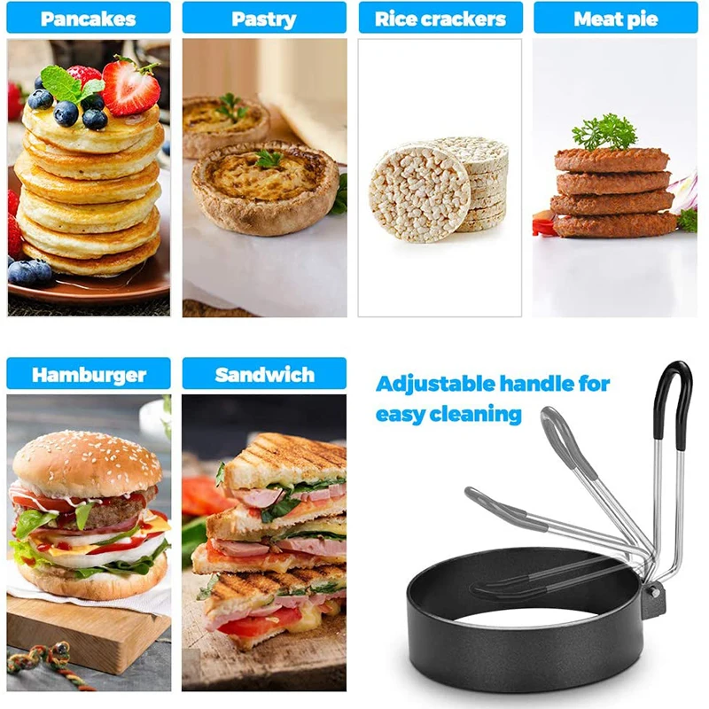 

Stainless Steel Egg Cooker Egg Shaper Nonstick Cooking Handheld Mold Omelette Pancake Maker Tool Kitchen Accessories