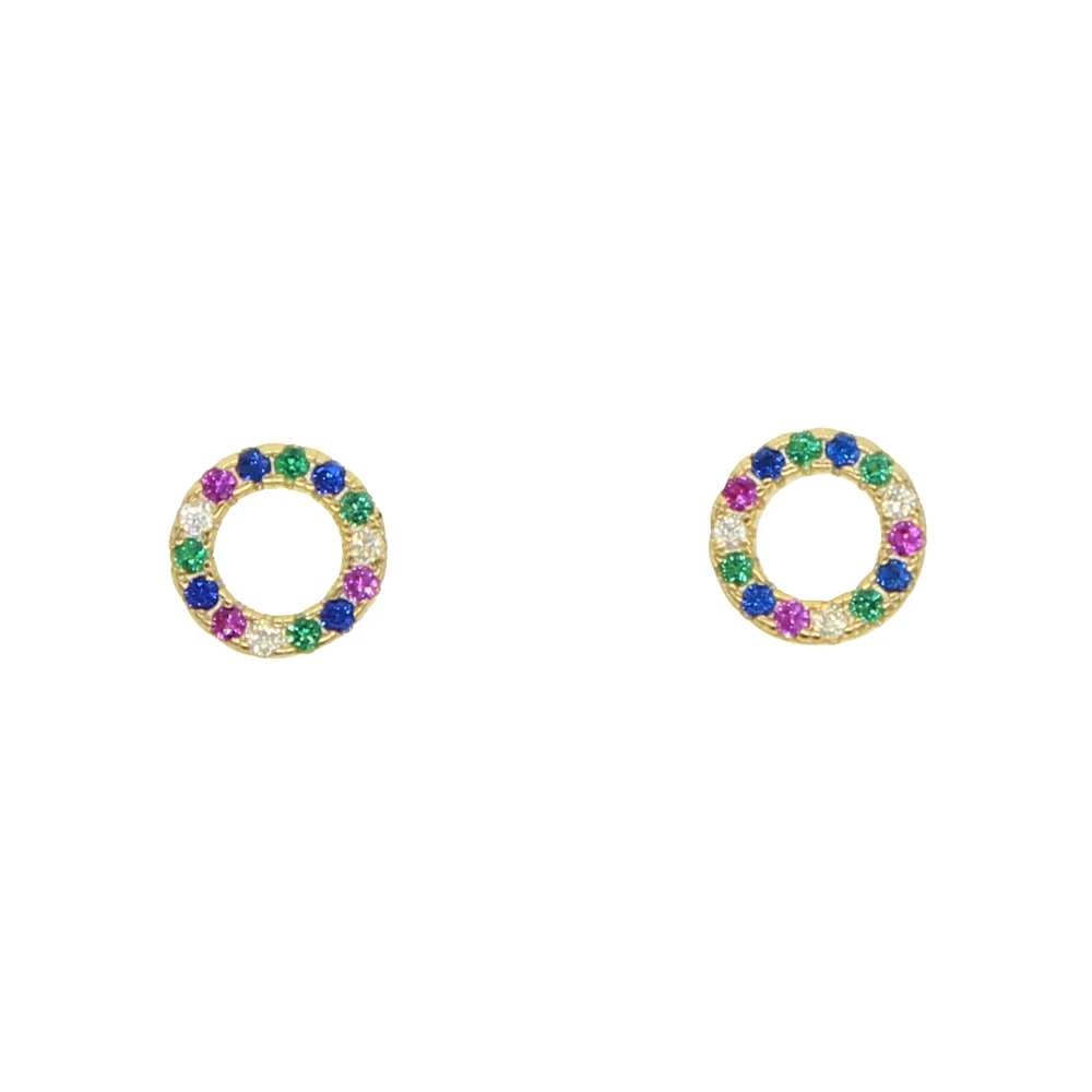 Женские круглые серьги гвоздики с кубическим цирконием милые изящные из