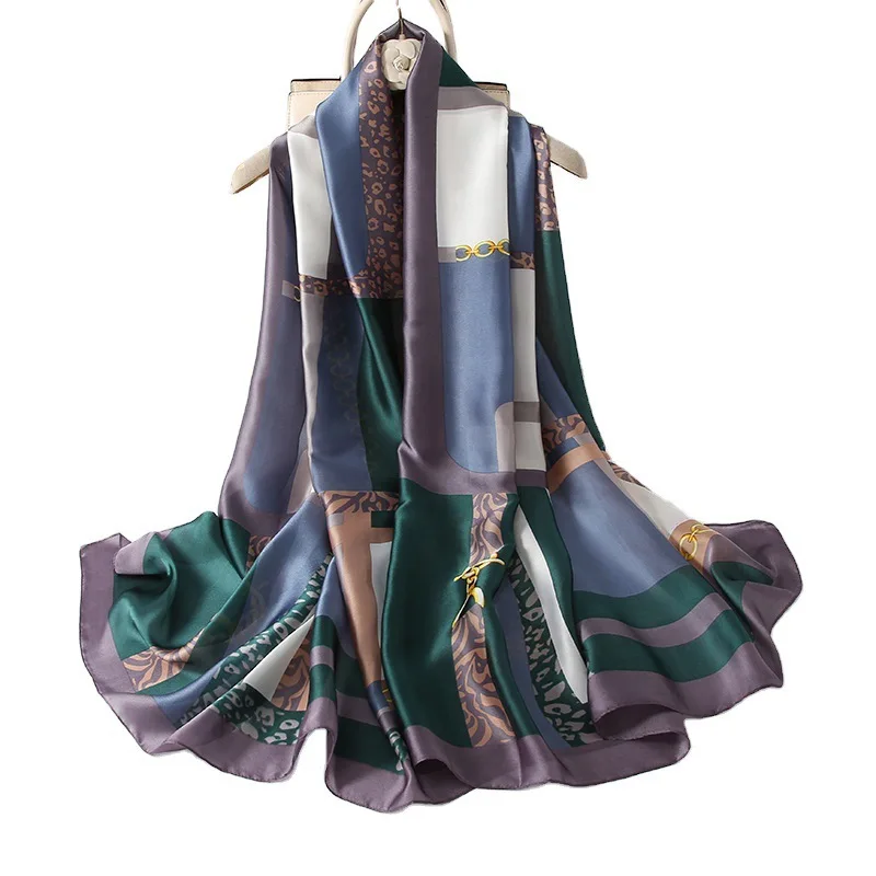 2021 популярные шелковые атласные шарфы х90 см модный шарф с принтом-цепочкой для