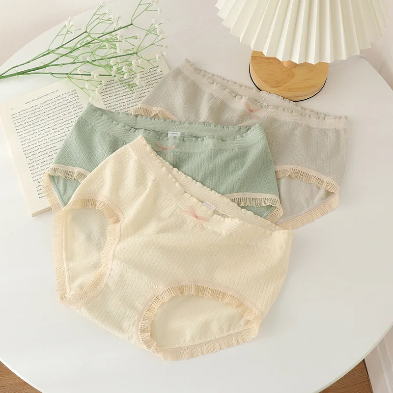 

New Sweet Women's Panties Comfortable Cotton Ladies Briefs Elastic Seamless Female Middle Waist Underwear