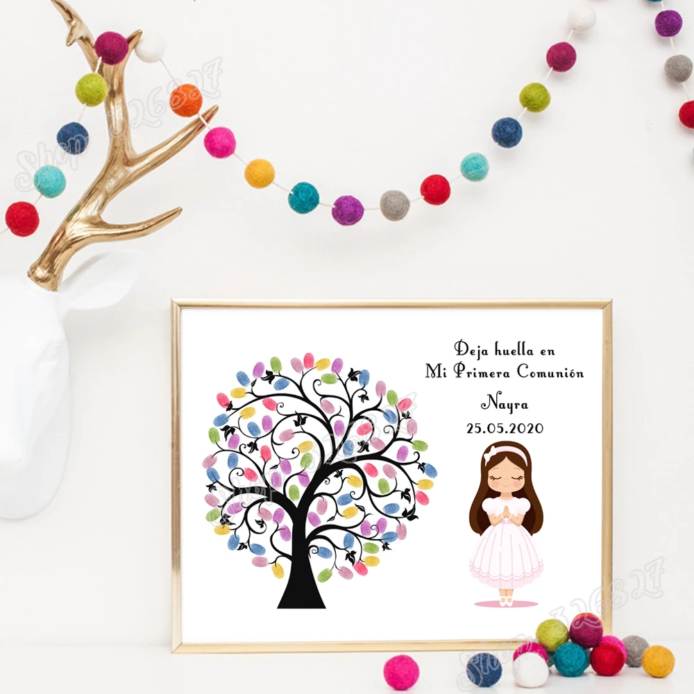 Холщовый постер с отпечатком пальца для девочек и мальчиков украшение сделай сам