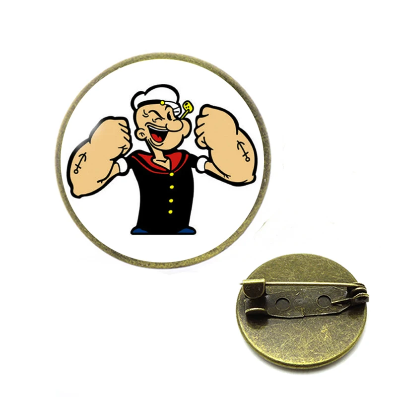 Модные броши Popeye моряк аниме мультфильм ювелирные изделия стекло кабошон