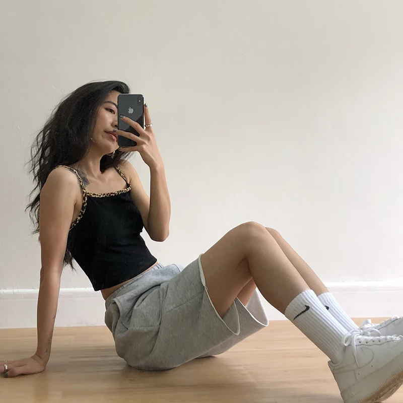 

High Waist Shorts Harajuku Fashion Women's Straight Denim Shorts Loose Joggers Sweatpants Women Summer 2020 New Trendy Clothes