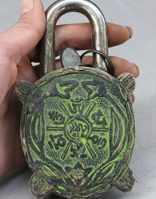 Old China Folk Collect Bronze Longevity Tortoise Turtle Animal Statue locks keys | Дом и сад