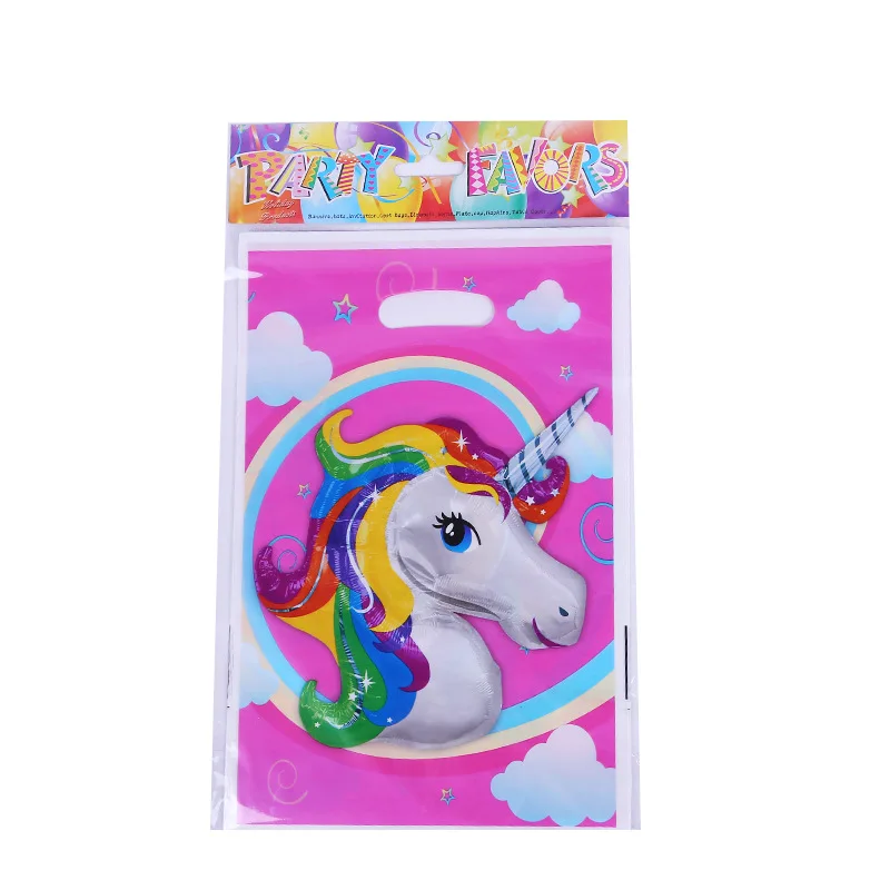 Unicorn 10 шт./лот Подарочная сумка для пожарной машины для вечеринки в честь Дня рождения ребенка, пластиковая сумка для украшения детских конфет - Цвет: Unicorn