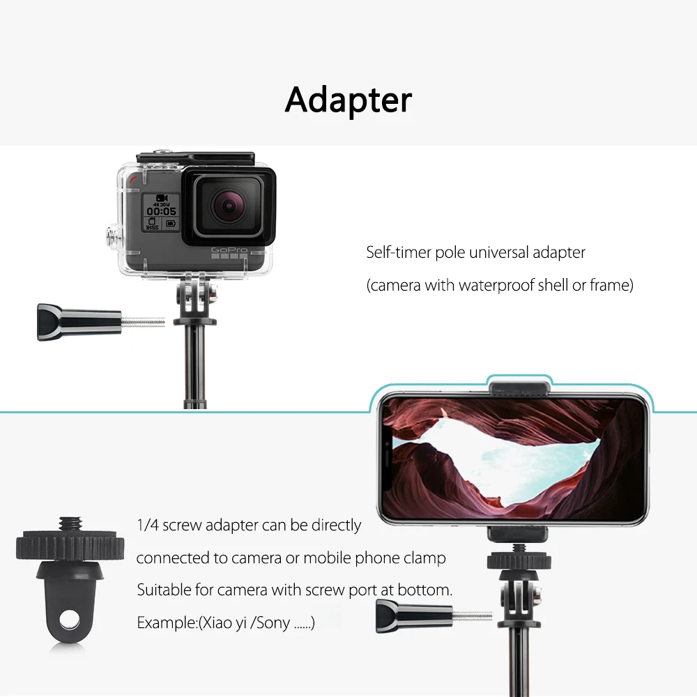 Vamson выдвижная ручка штатива Карманный Полюс Мини селфи палка для Gopro Hero 8 7 6 5 для мобильного телефона для Xiaomi yi VP421
