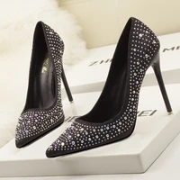 2022 womens shoes new summer high heel pumps crystal ladies wedding fashion elegant shoes black silver zapatos mujer tacon