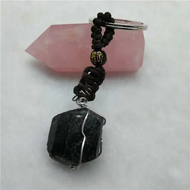 Мужской новый классический ручной работы Природный турмалиновый камень брелок