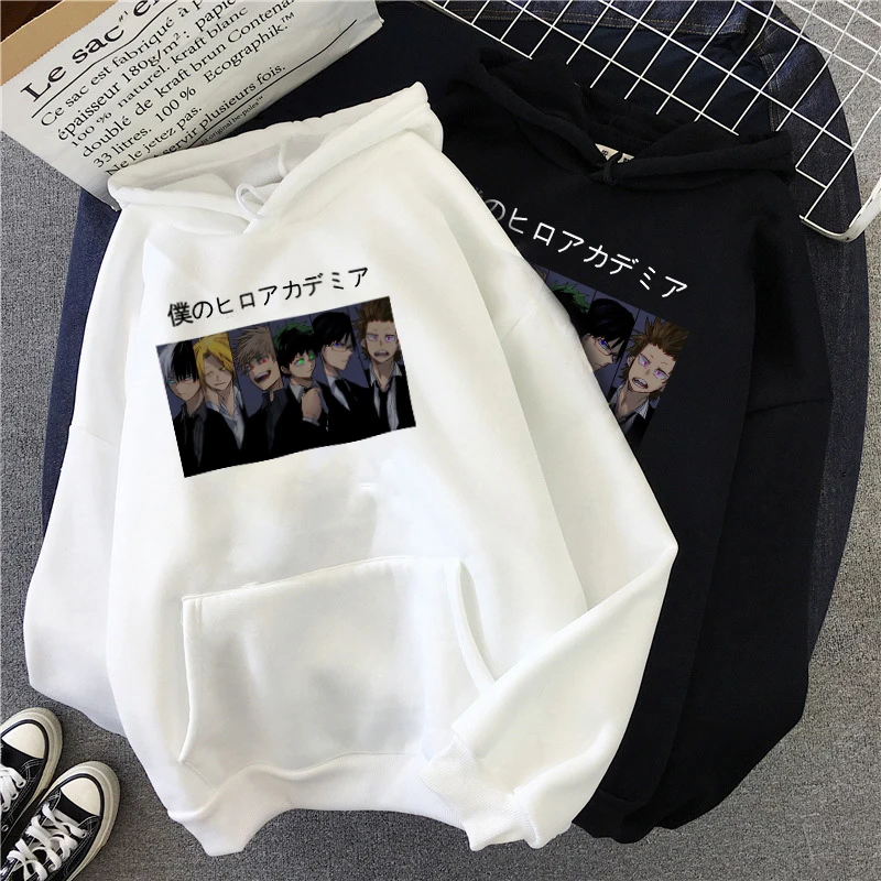 

100% хлопковая толстовка с капюшоном с героями академии, толстовка с японским аниме принтом, винтажный Свободный Топ в стиле Харадзюку, женск...