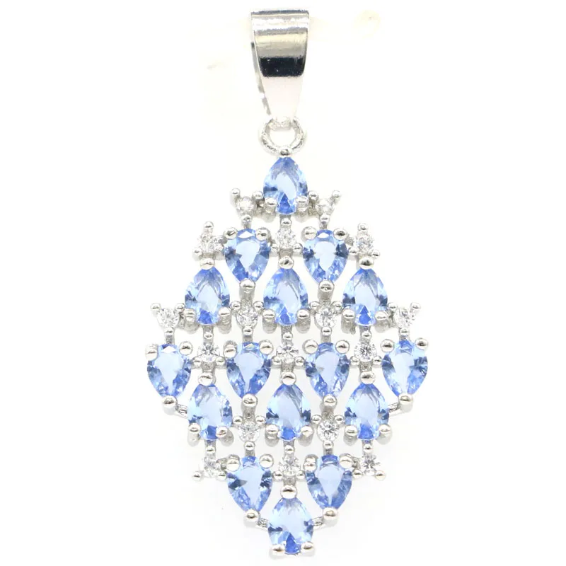 Кулон женский серебряный с розовым турмалином фиолетовым танзанитом 38x20 мм |