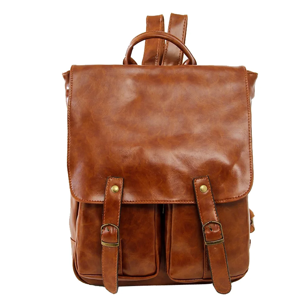 

backpack Fashion Mens Quality PU Leather British Retro Style Vintage Backpack Rucksack Bag 2 Colors Hot Sale 30