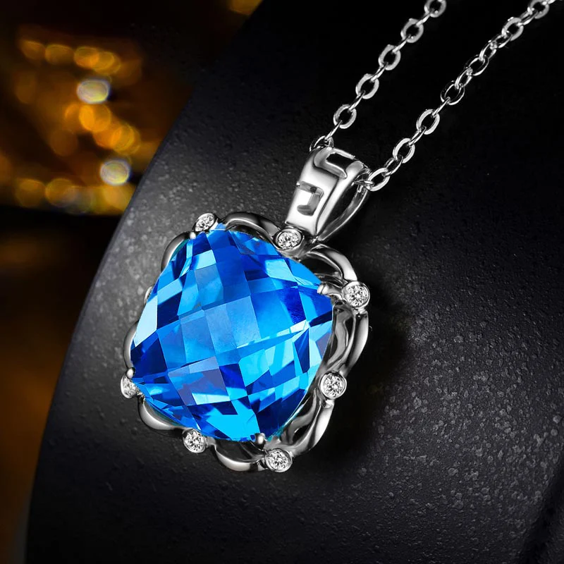 Натуральный топаз 18K кулон из чистого золота Real AU 750 цельное золото
