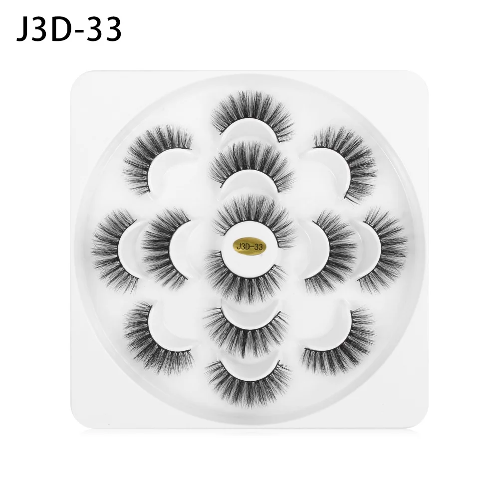J3D-33 7 пар, 5D, накладные ресницы из норки, толстые, длинные, безжалостные ресницы, ручная работа, наращивание ресниц, Женский инструмент для макияжа глаз - Цвет: J3D-33