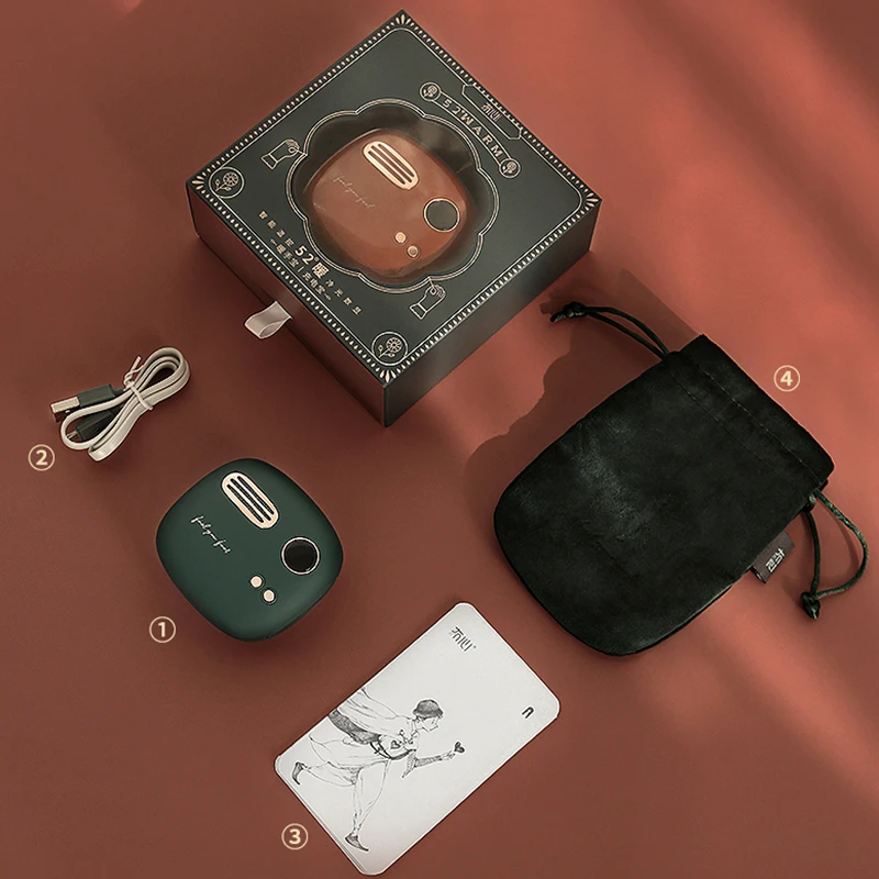 

Charging Hand Warmer retro hand warmer power bank digital display powerbank USB heater 2 side warm for travel home