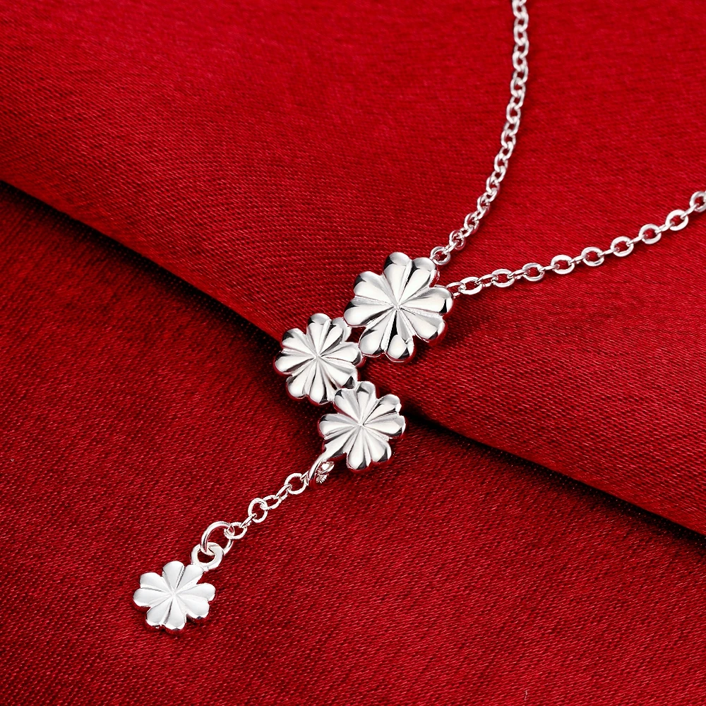 

CAN013 Fashion Flower Pendent Necklace for women 925 Sterling Silver wedding jewelry