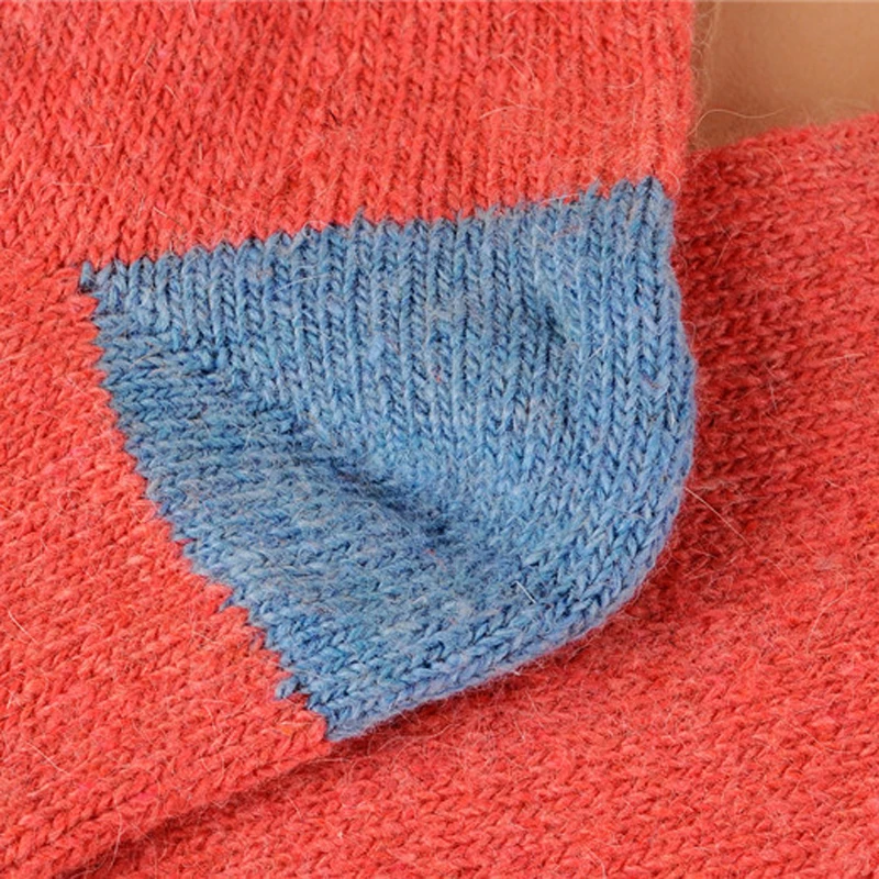 Женские зимние носки Meias теплые хлопковые вязаные в полоску синего коричневого