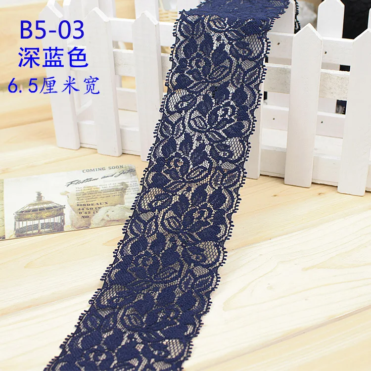 Эластичная кружевная ткань 65 мм черная белая бежевая темно синяя розовая красная