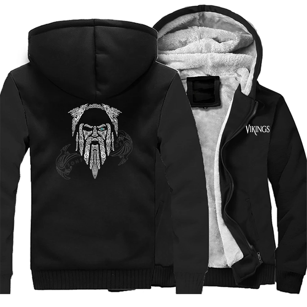 

The Viking Berserker Style Warm Men's Hoodies Jackets Thick Top Thick Berserker Style Odin Valhalla Men Men's Fashion Jackets