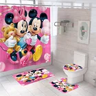 Набор водонепроницаемых занавесок для ванной комнаты с милым розовым Минни Маусом, набор нескользящих ковриков для ванной комнаты, коврик с крышкой на подставке, коврики для туалета