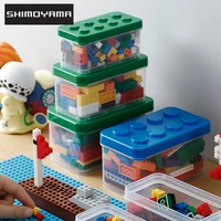 shimoyama 3pcs toy storage box space saving children small toy building blocks organizer plastic kid snack stacked block case
