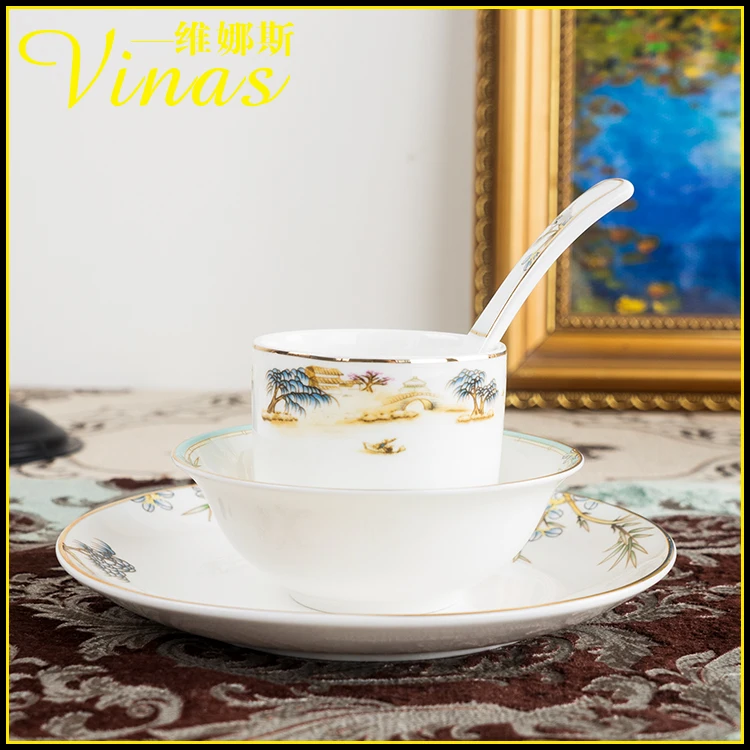 Европейский гостиничный керамический набор посуды тарелка для риса круглое