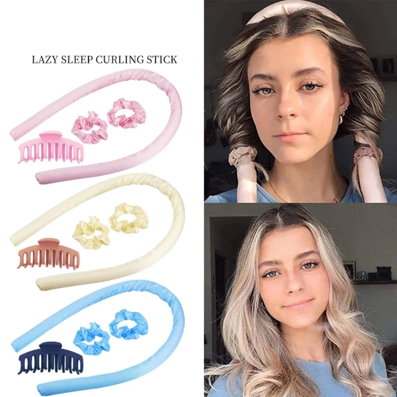 

1 Set Heatless Hair Curlers for Long Hair to Sleep in Overnight No Heat Curls Headband Rollers Curling