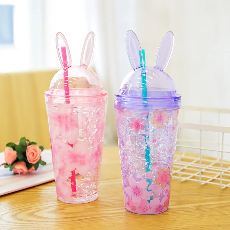 Cute Water Bottles with Straw Botella Agua Garrafinha De Drinkfles Hidro Flask Plastic Garrafas Sipper Para Bottiglia Kawaii | Дом и сад
