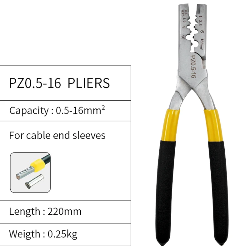 PZ 0.5-16 Germany Style Small Crimping Pliers for Cable End Sleeves Special Tube Terminals Clamp Hand Tools | Инструменты