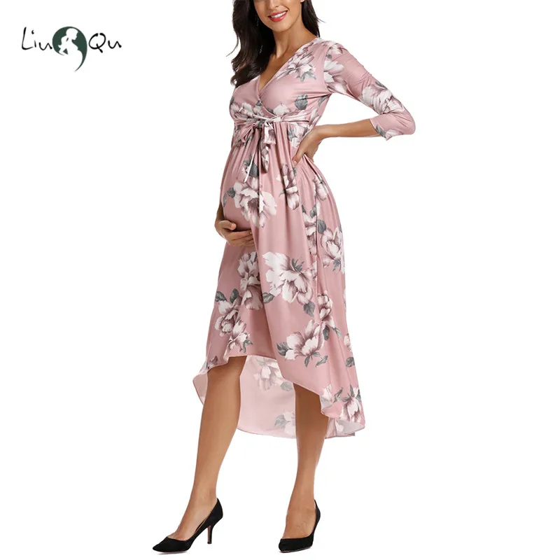 Женское элегантное платье с v-образным вырезом для беременных необычное