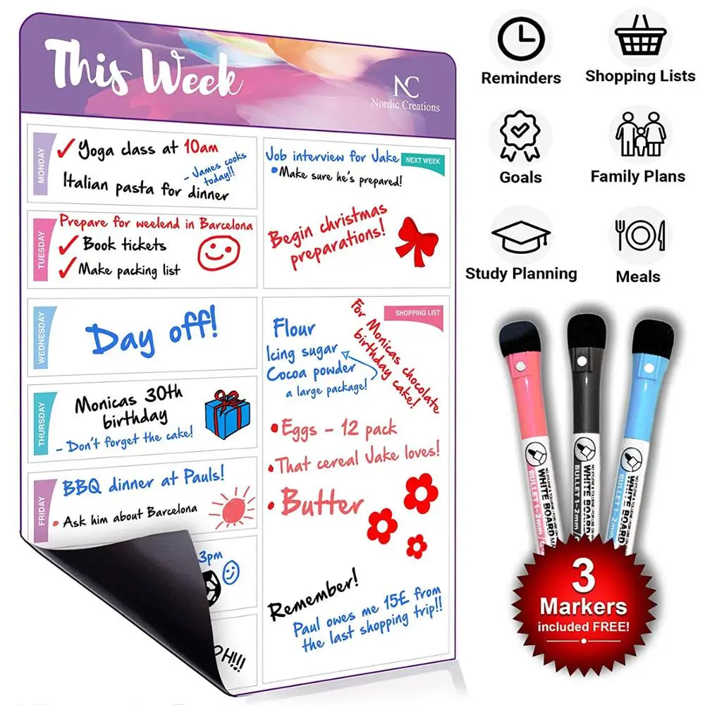 Северное сияние магнитная доска-еженедельник магнит на холодильник