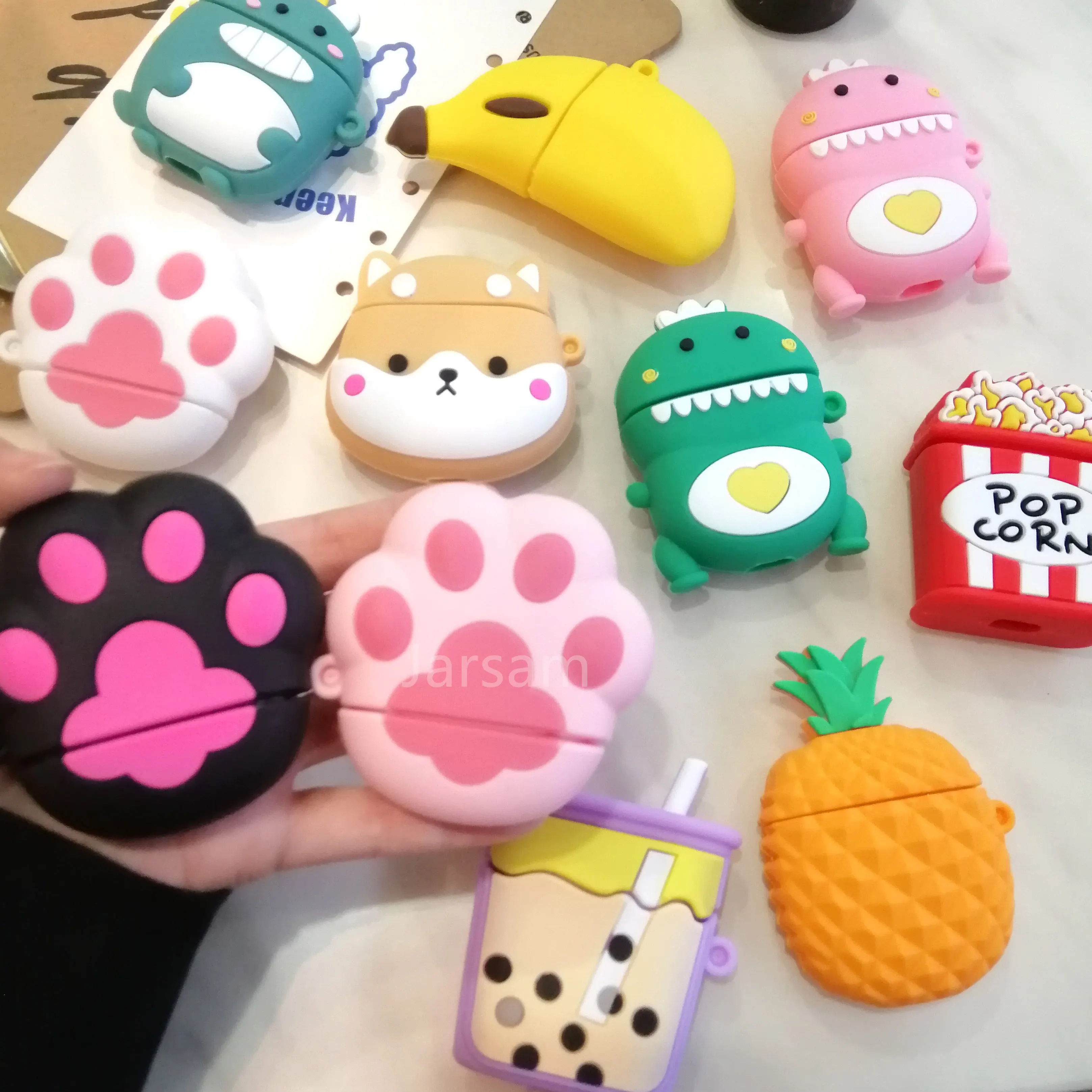 

Pink cat paw Case for Airpods Silicone Wireless Earphone for AirPods 2 Case Headphone Protective for AirPod Case Cover