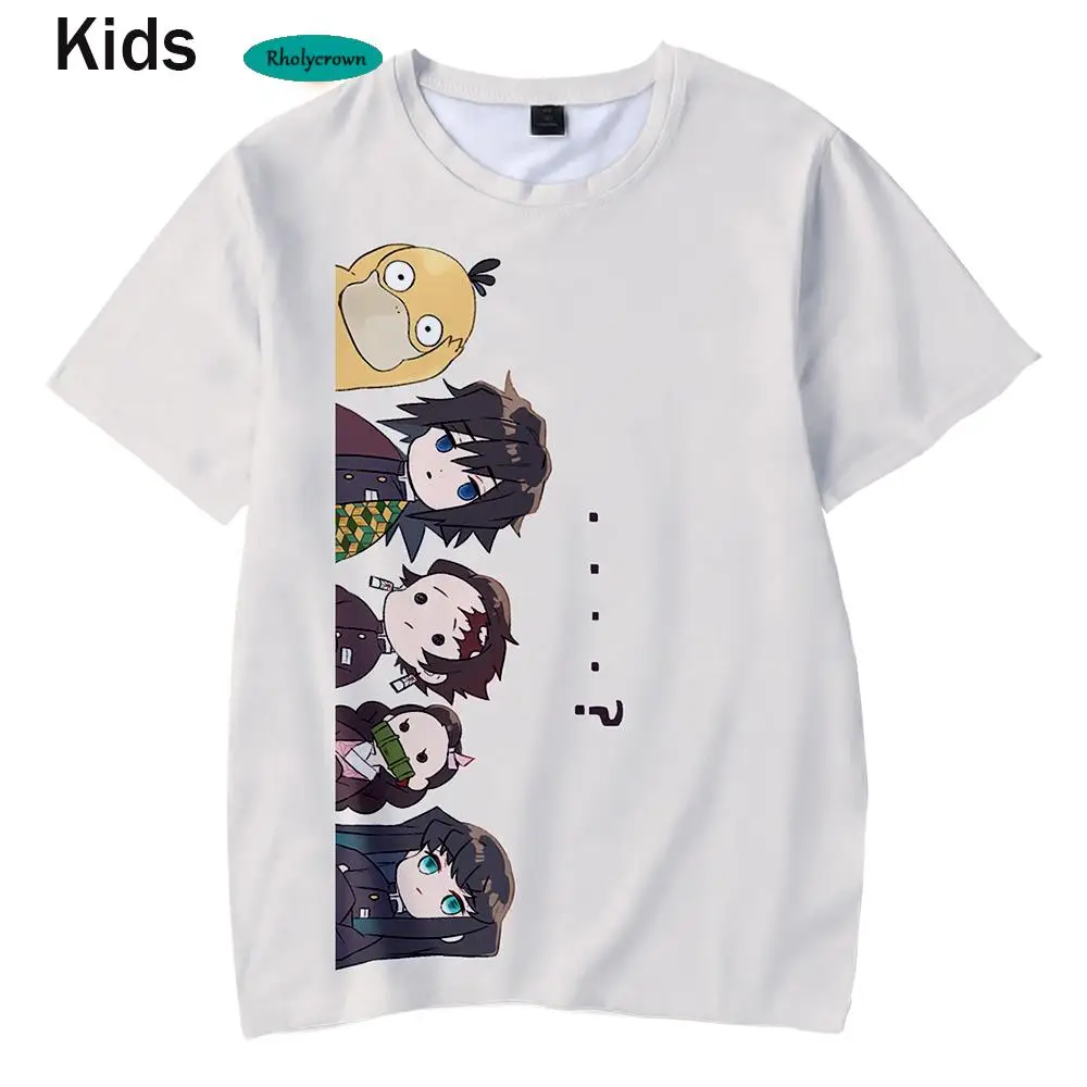 

Boys and Girls T shirt 3D Comic Demon Slayer Kids White T shirt Hip Hop 3D Print Kimetsu no Yaiba Summer Kids t-Shirt