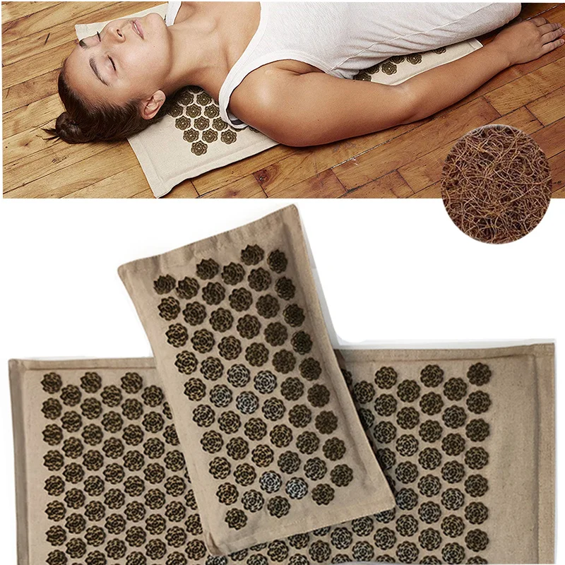 

Organic Linen Acupressure Mat or Pillow or Set Yoga Meditation Mat Increase Blood Flow Neck & Back Pain Relief