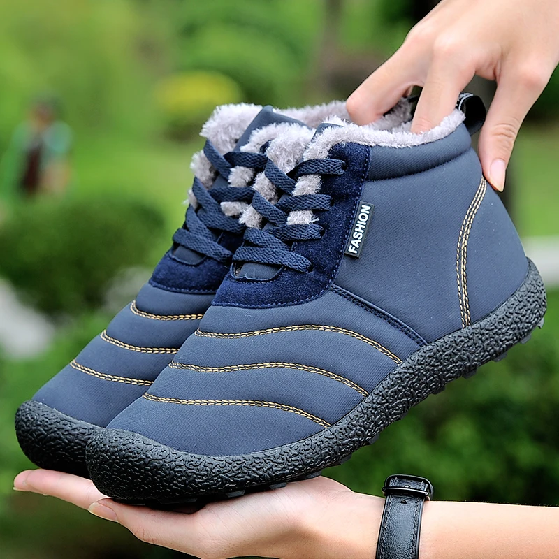 

High Top Fur Warm Ankle Snow Boots Outdoor Fashion Comfortable Winter Christmas Sneakers Light Anti Skid Casual Shoes For Men