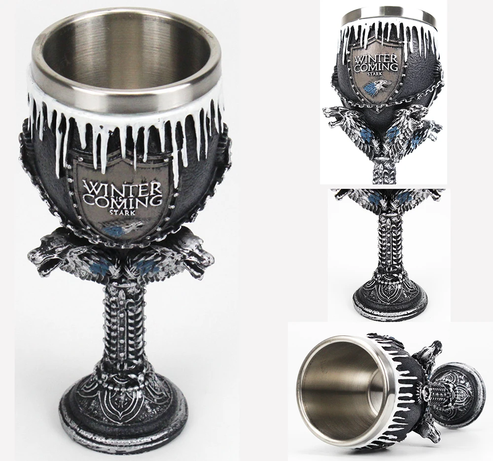 Игра трон кубок бокал для вина дом Старк легенды мечи Viserion белый ходунки Кубок подарок на Рождество, Хэллоуин
