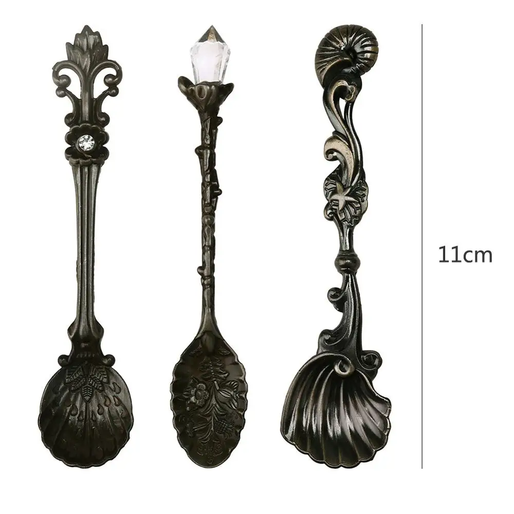 3 шт. мини Кофе ложка Кухня столовая база для Винтаж Королевский Стиль десерт
