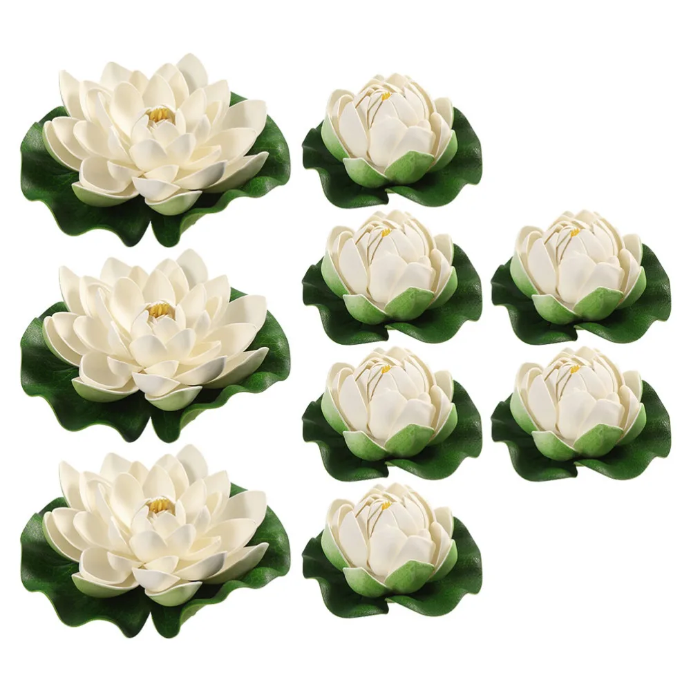

6Pcs Fake Lotus Ornaments Artificial Lotus Leaf Water Lily Ornaments (White)