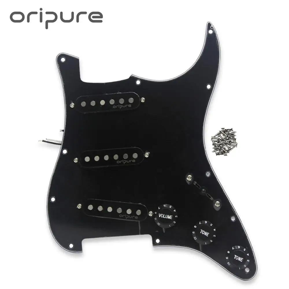 OriPure Prewired Pickup Alnico 5 однокатушечные звукосниматели загружены Pickguard Strat SSS черный на