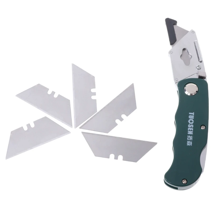 

Stainless Steel Folding Utility Knife Woodworking Outdoor Camping w/ Five Blades