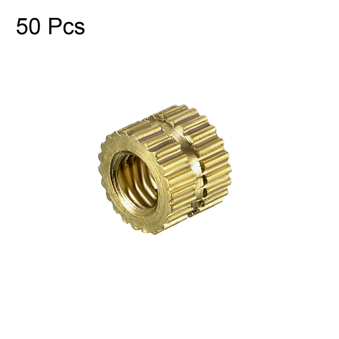 

uxcell Female Thread Brass Knurled Threaded Insert Embedment Nuts, 50 Pcs M3 x4mm(L)x5.4mm(OD)