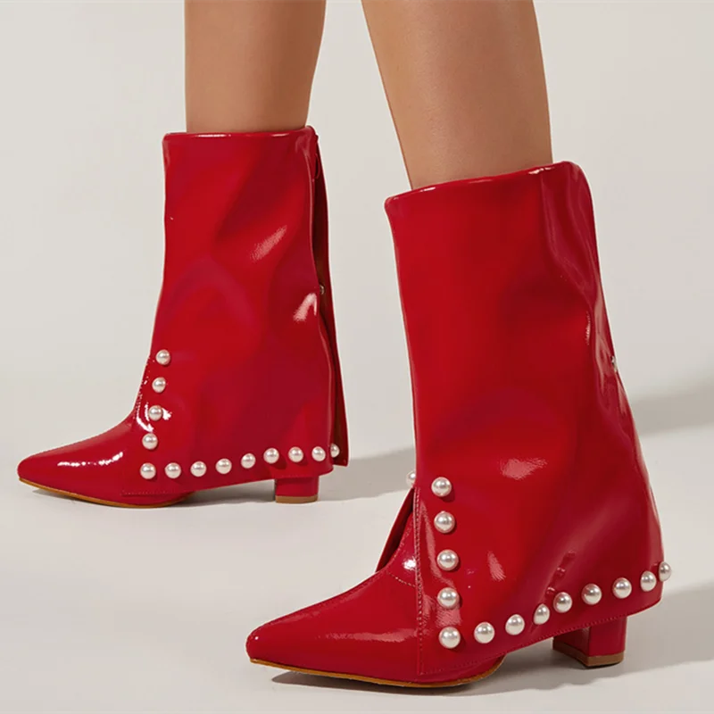 

Ботинки-миди с заостренным носком, на молнии сзади, на высоком каблуке