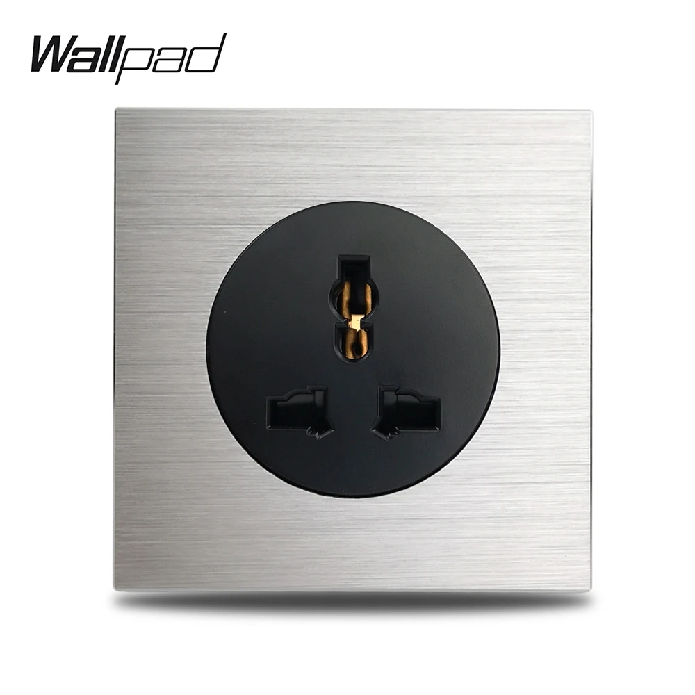 

Wallpad Grey L6 UK EU US Universal Wall Electric Socket Silver Aluminum Plate 1 Gang Power Outlet Brushed Metal Panel
